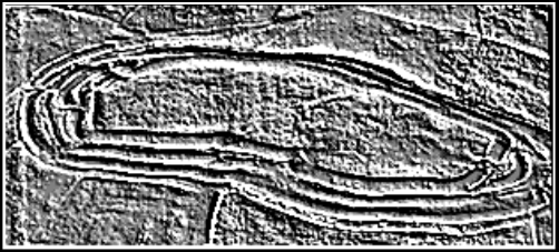 Maiden Castle, Dorset, 1500BC - AD450 (image processed to enhance layer visibility).