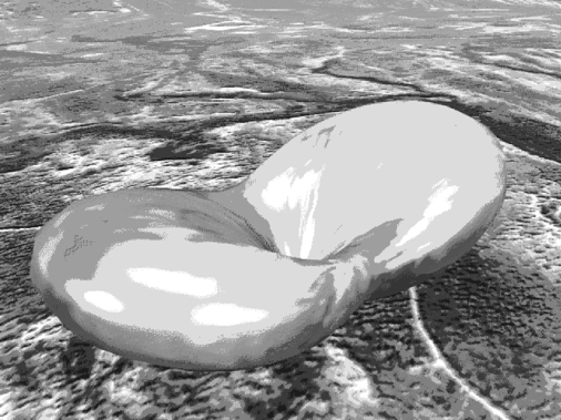 Rendered radiation pattern image in a scene (3D Studio).