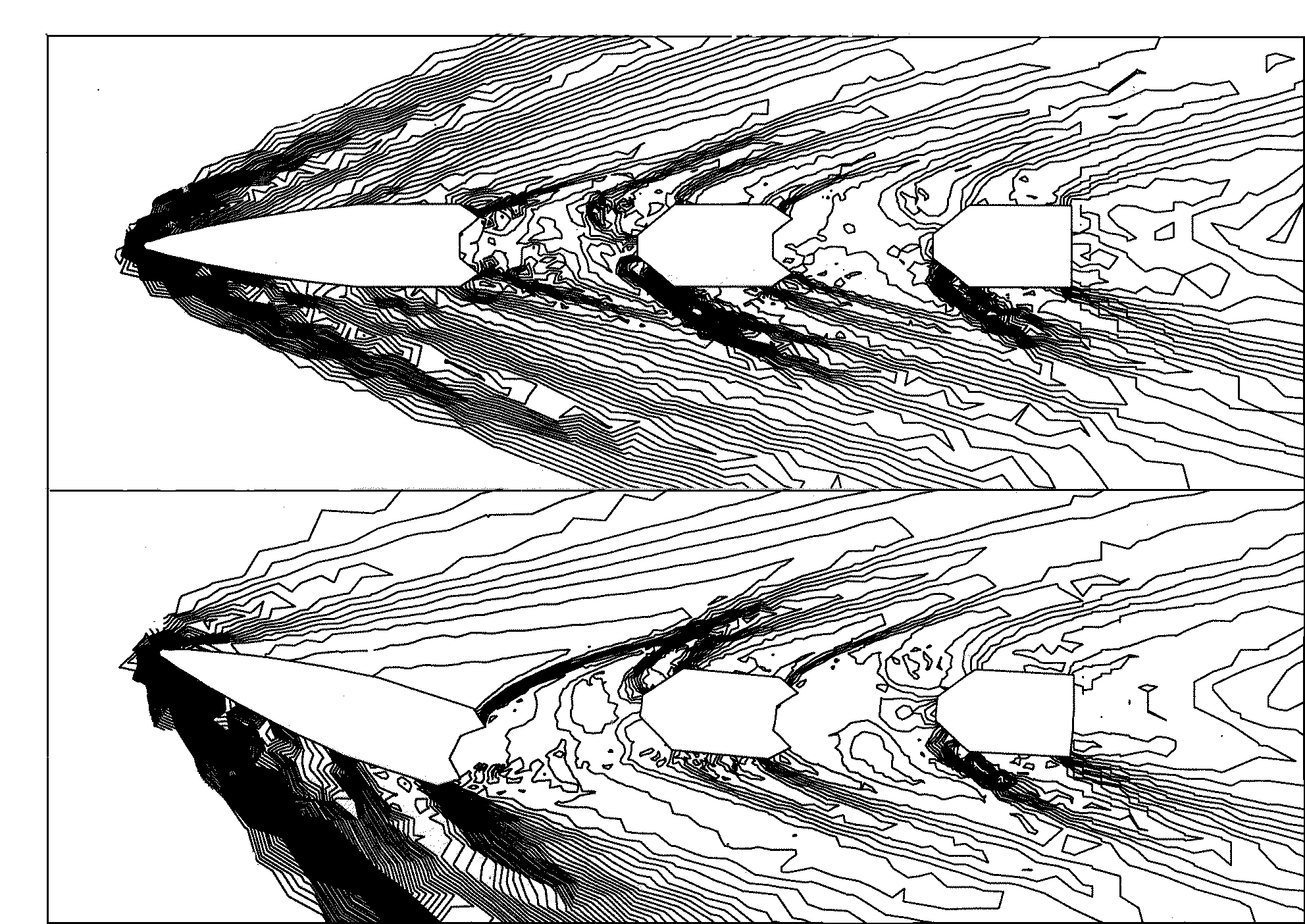 History of pressure contour changes (Mach=4, α=2).