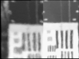 Images of bar charts taken 500m away. The left-hand and right-hand images are from cameras sited respectively in sunlit and shaded locations.