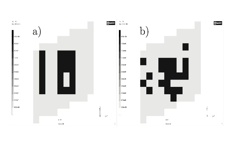 One trial without deflection, and (b) one trial with deflection of projectile and spallation particles.
