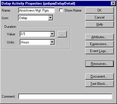 Activity Time Management Control Menu.