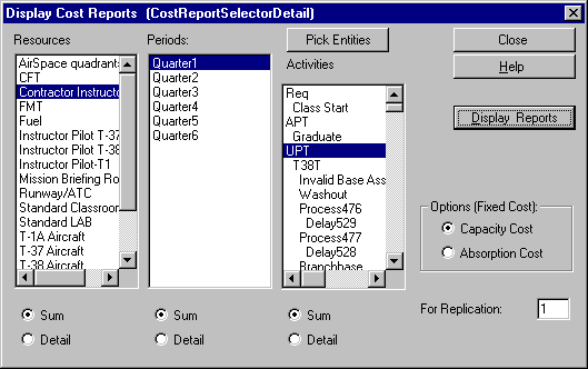 Cost Report Menu Function.