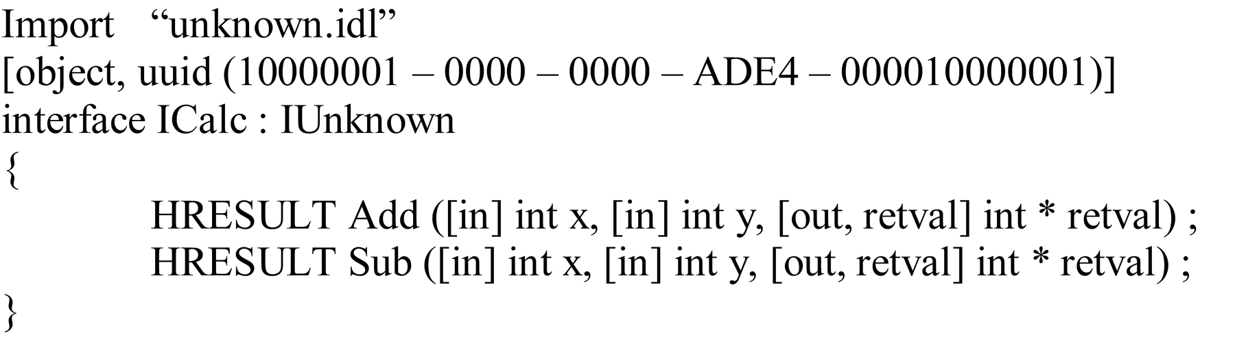 IDL for ICalc interface.