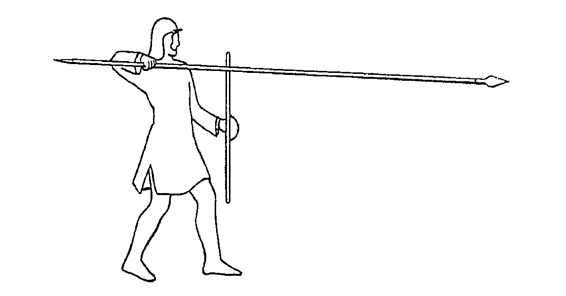 Shoulder-level grip.