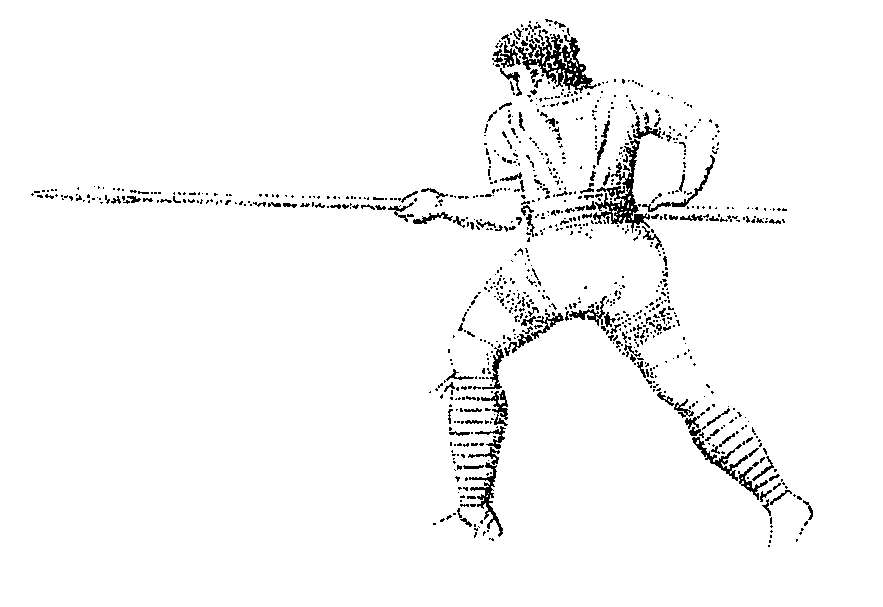 Big-game hunter holding a spear with a two-handed grip, from the Imperial Palace at Constantinople.