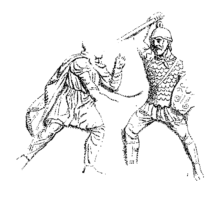 Legionary using a spear over-arm on the column of Marcus Aurelius; scene XX.