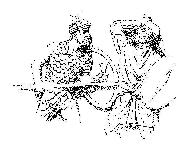 Legionary using a spear under-arm on the column of Marcus Aurelius; scene XLIII.