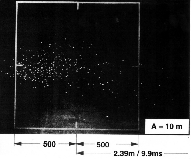 2.4-mm lead pellets fired from a full (1/1) choke at a range of 10m.