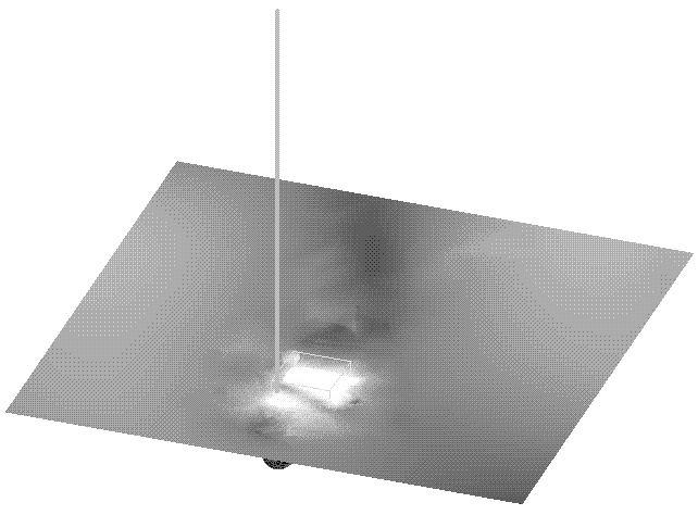 Field distribution at 80 MHz with wearer lying on the ground.