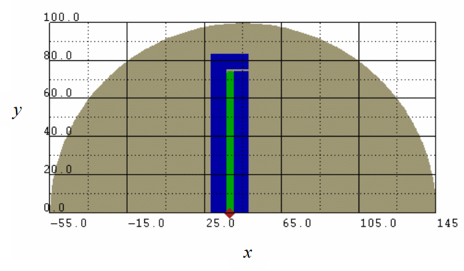 Initial set-up for of the ERA plate. The diamond indicates the detonation point.