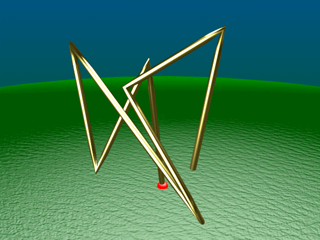 Genetically evolved antenna with hemispherical radiation pattern.