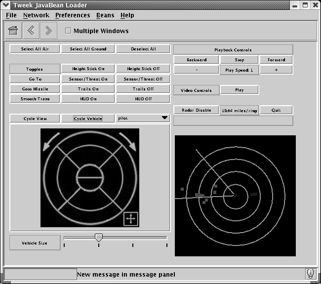Virtual Battlespace user interface.