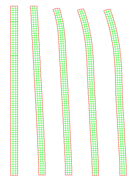 Rear plate shape at 0, 1, 2, 3 and 3.610-2 ms (half symmetry shown).