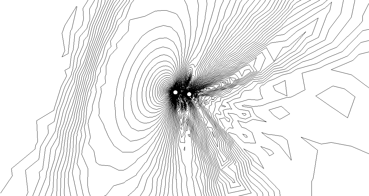 Example of the pressure field at the completion of computations.