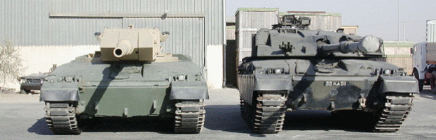 Frontal area projected by Falcon II turret when compared with Challenger 1.