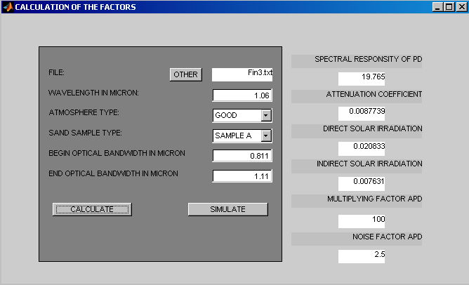 GUI for laser sensor model.