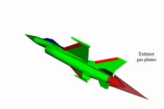 F-16 3D VRML model with exhaust gas plume.