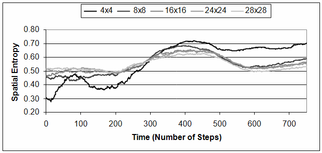 Variations in entropy due to grid coarseness.