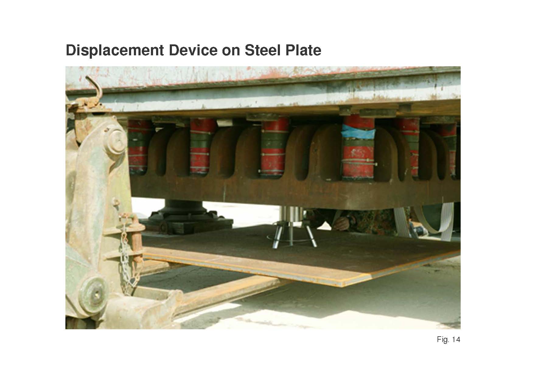 The testing plate with the measuring device in the middle is moved beneath the test rig.