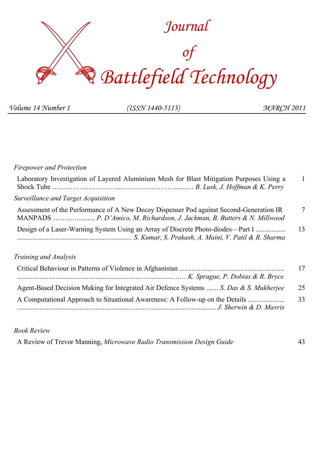 Journal of Battlefield Technology Volume 14, Number 1 cover