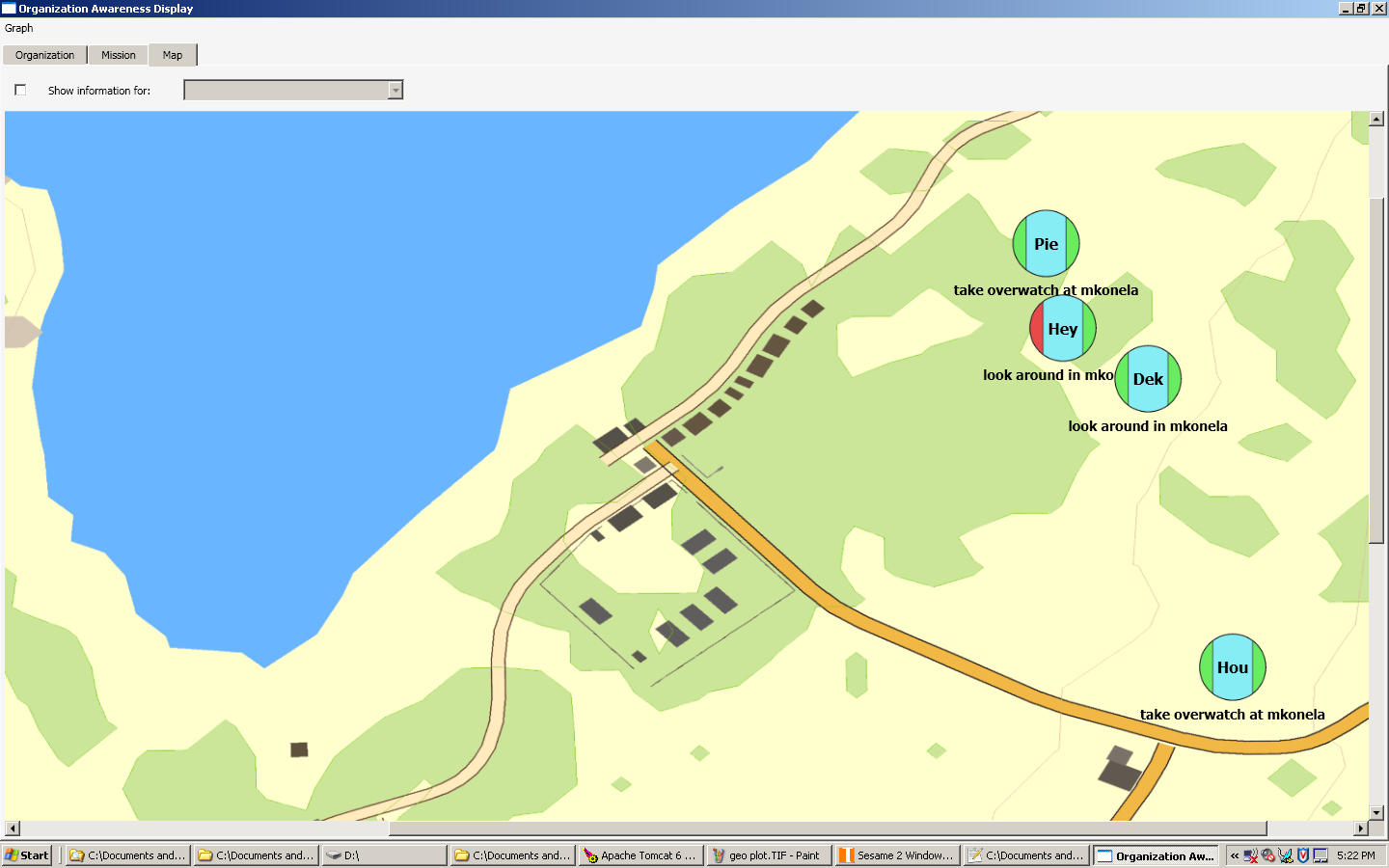Screenshot of the geographical interface of the organisation awareness module.