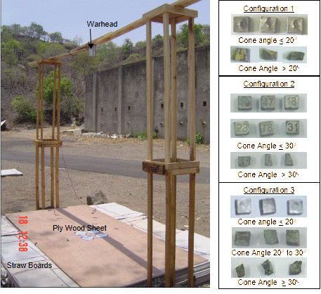 Trial setup and recovered fragments.